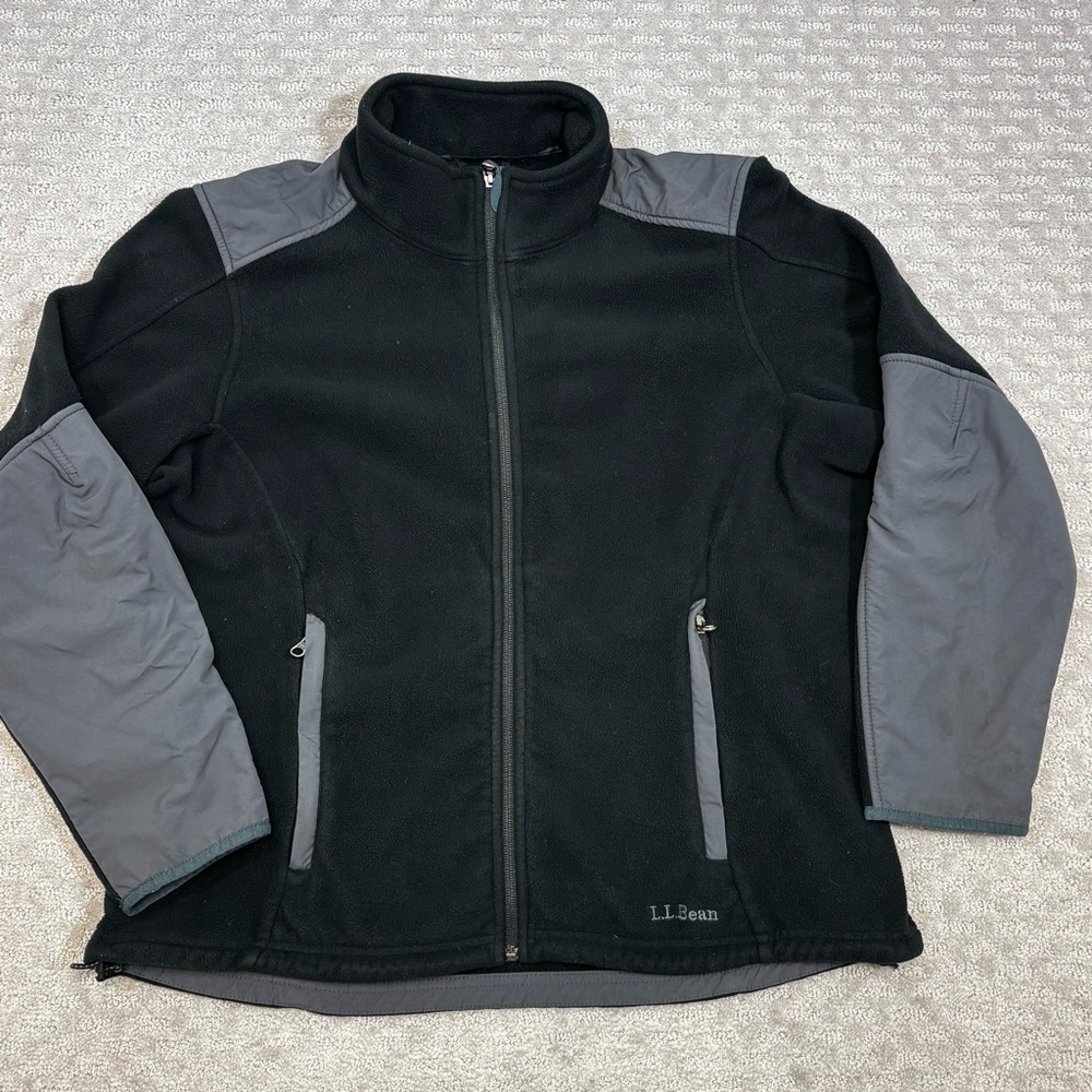 L.L. Bean Jacket Womens Sz L Fleece Polartec Full Zip Pockets Outdoor Black